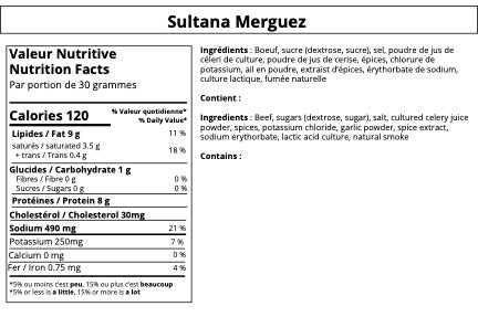 Sultana Saucisson Sec de Boeuf: Merguez